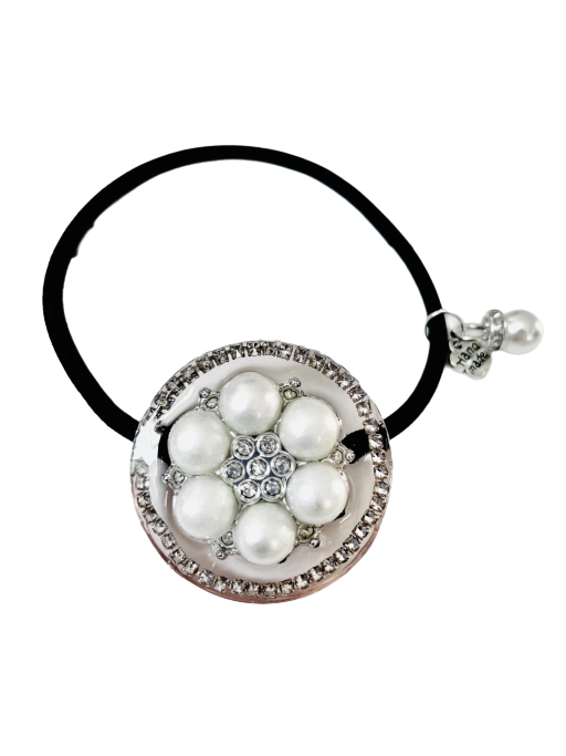 진주 플라워 참 헤어타이 | 핸드메이드 헤어 액세서리 / Pearl Flower Charm Hair Tie | Handmade Hair Accessory