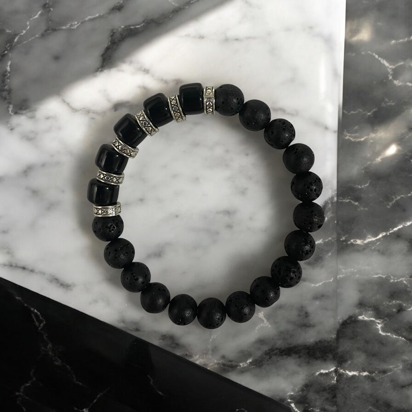 Handmade Menโs Natural Stone Bracelet | Minimal Luxury Beaded Bracelet for Him / ๋จ์ฑ์ฉ ์ฒ์ฐ์ ์์ ํ์ฐ | ๋ฏธ๋๋ฉ ๋ญ์
๋ฆฌ ๋จ์ ๋น์ฆ ํ์ฐ