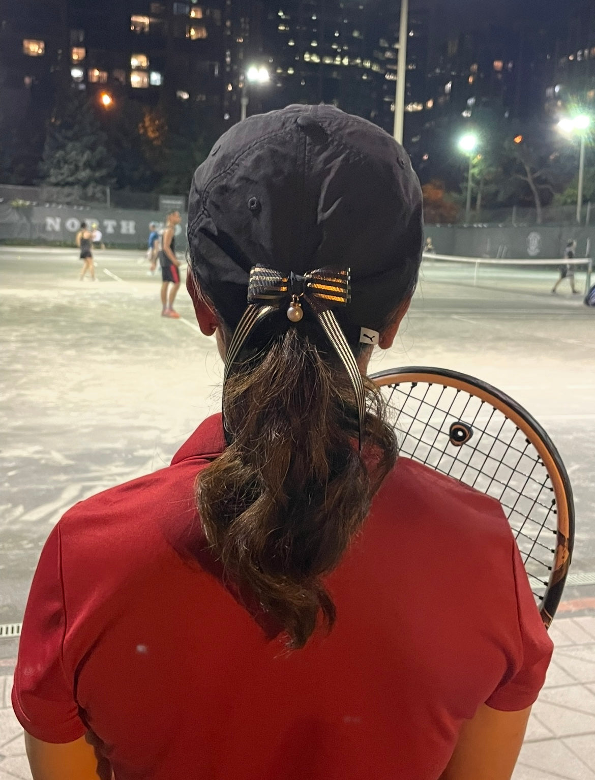 โจ Elegant Ribbon Hair Tie with Pearl Charm โ For Golf & Tennis Style