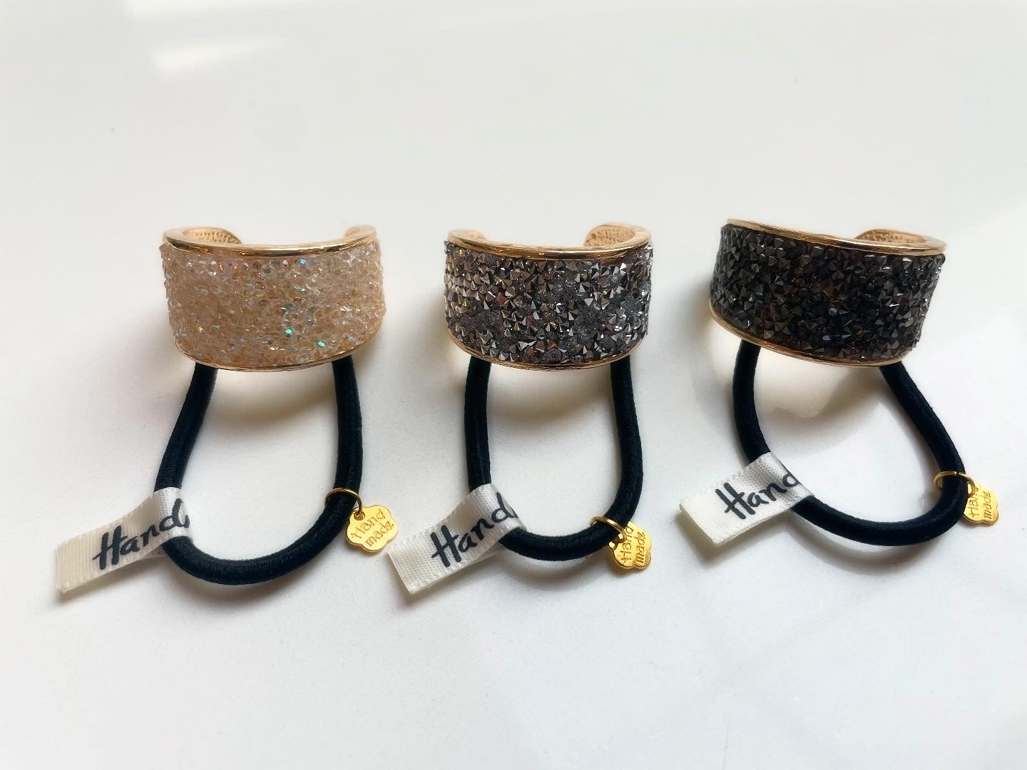 7cm - Handmade Luxury Hair Tie, Crystal Embellished Hair Elastic, Elegant Shiny Style, Premium Hair Accessories, Women’s Hair Jewelry, Gold Finish