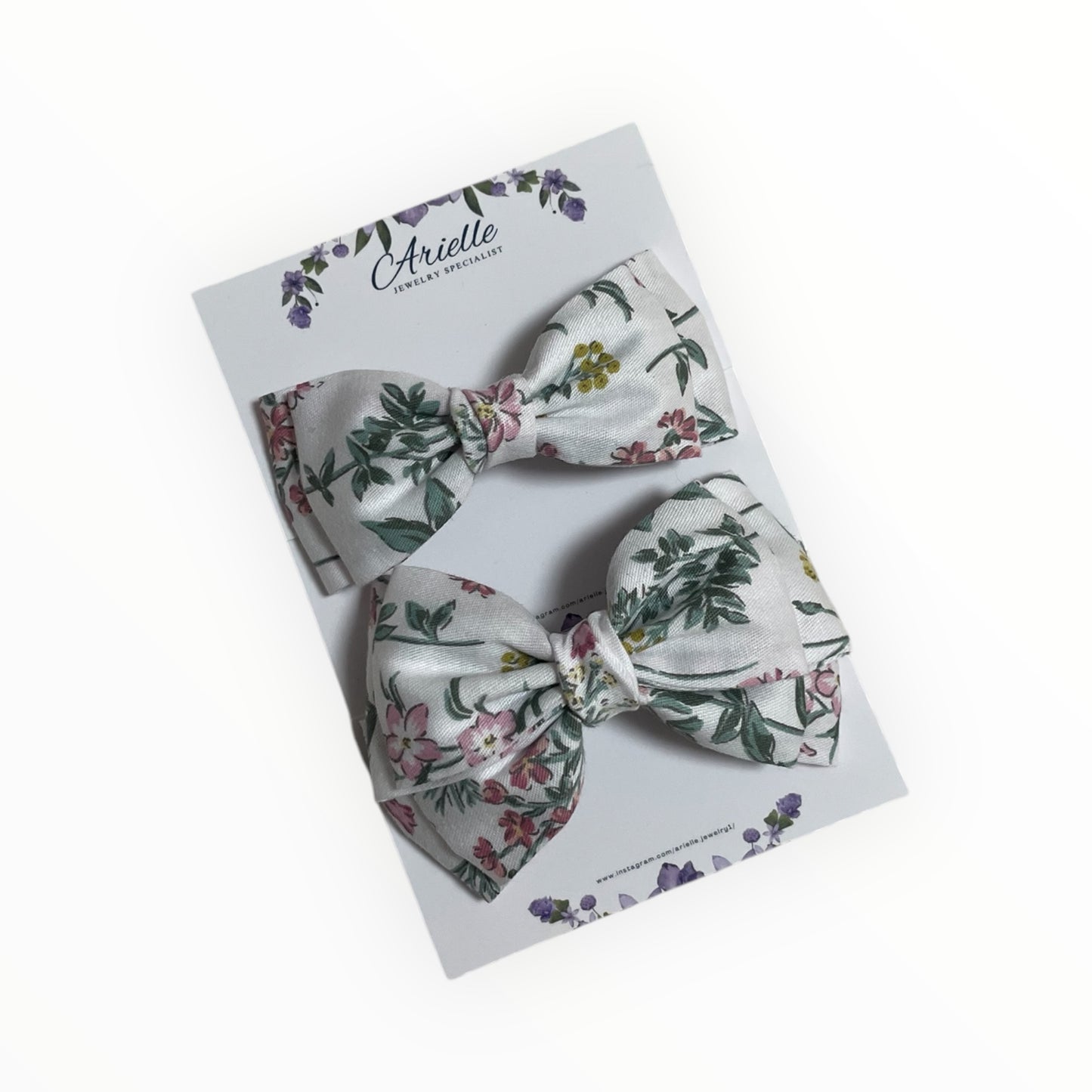Botanical Print Bow Hair Clip – Vintage-Inspired Handmade Accessory