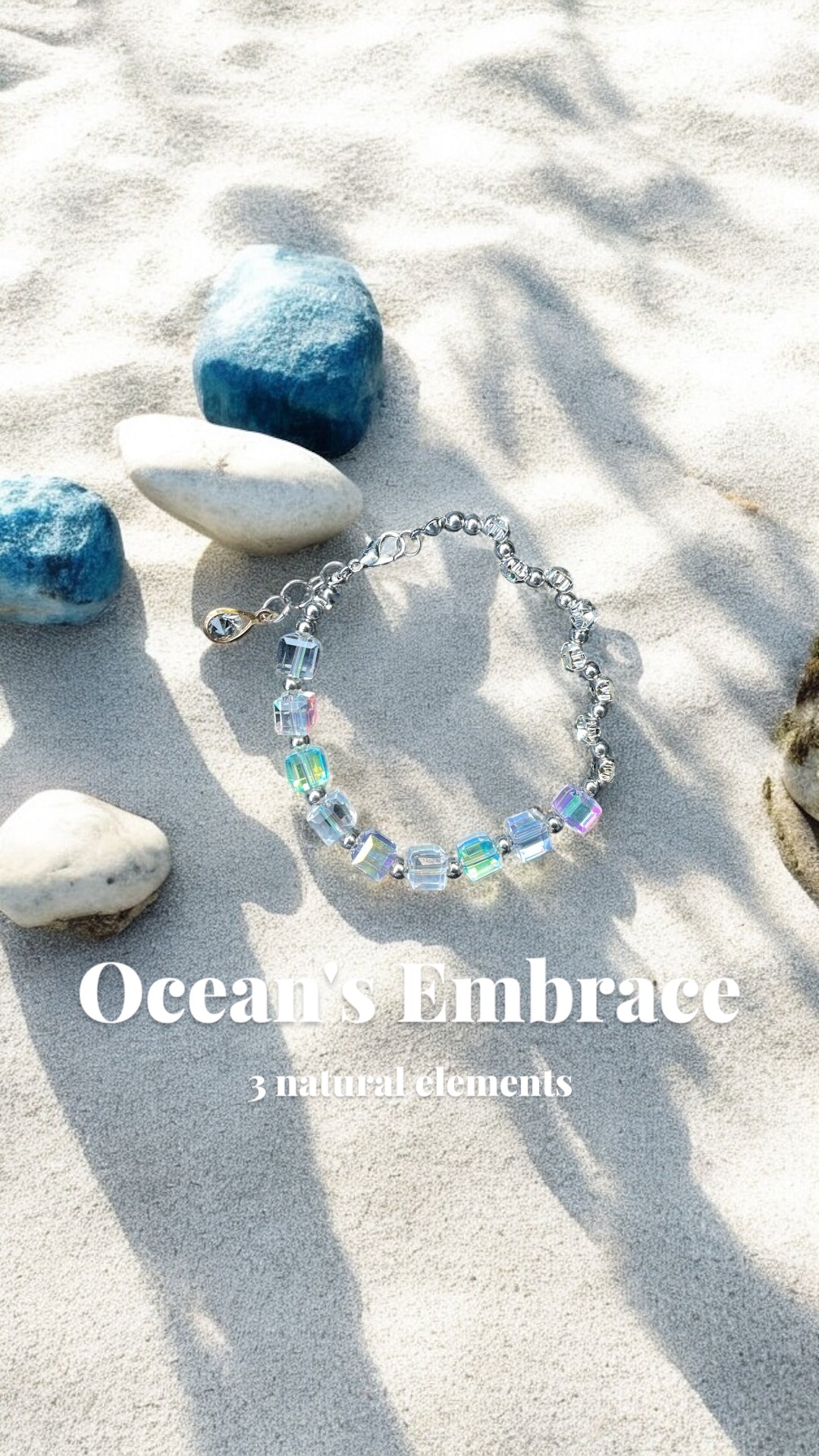 ✨Nature-Inspired Iridescent Cube Bracelet 햇살 머금은 자연 감성 큐브 팔찌 🌿✨