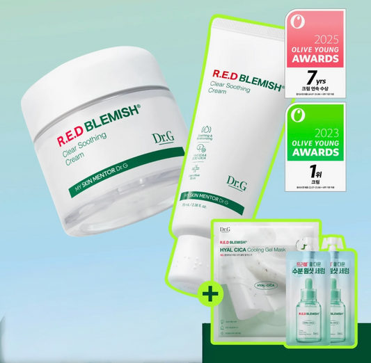 Dr.G Red Blemish Clear Soothing Cream 70ml Limited Double Pack (+Cream 70ml (Tube)+Serum 20ml+Gel Mask Sheet 1ea)