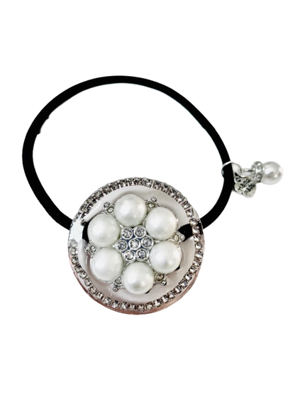 진주 플라워 참 헤어타이 | 핸드메이드 헤어 액세서리 / Pearl Flower Charm Hair Tie | Handmade Hair Accessory