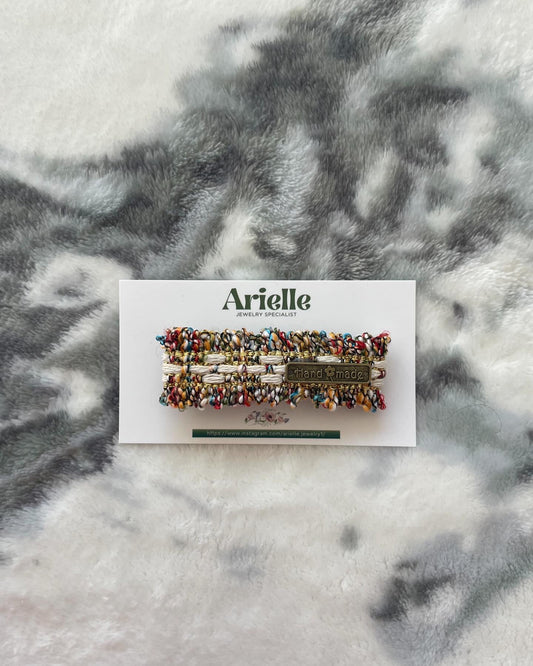 7cm - Handmade Multicolor Woven Hair Clip, Elegant Tweed Barrette, Unique Gift, Women Hair Accessory, Vibrant Boho Style Hair Clasp, Hair pin