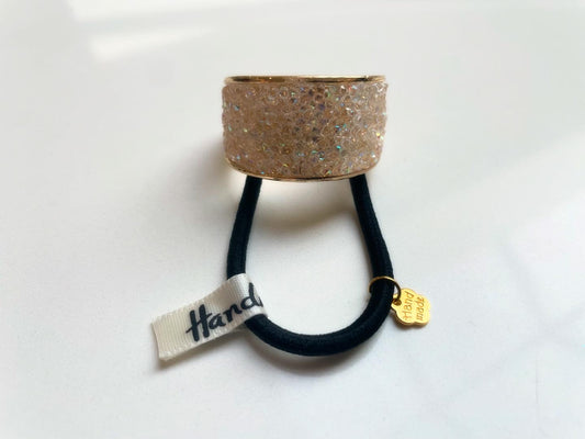 7cm - Handmade Luxury Hair Tie, Crystal Embellished Hair Elastic, Elegant Shiny Style, Premium Hair Accessories, Women’s Hair Jewelry, Gold Finish