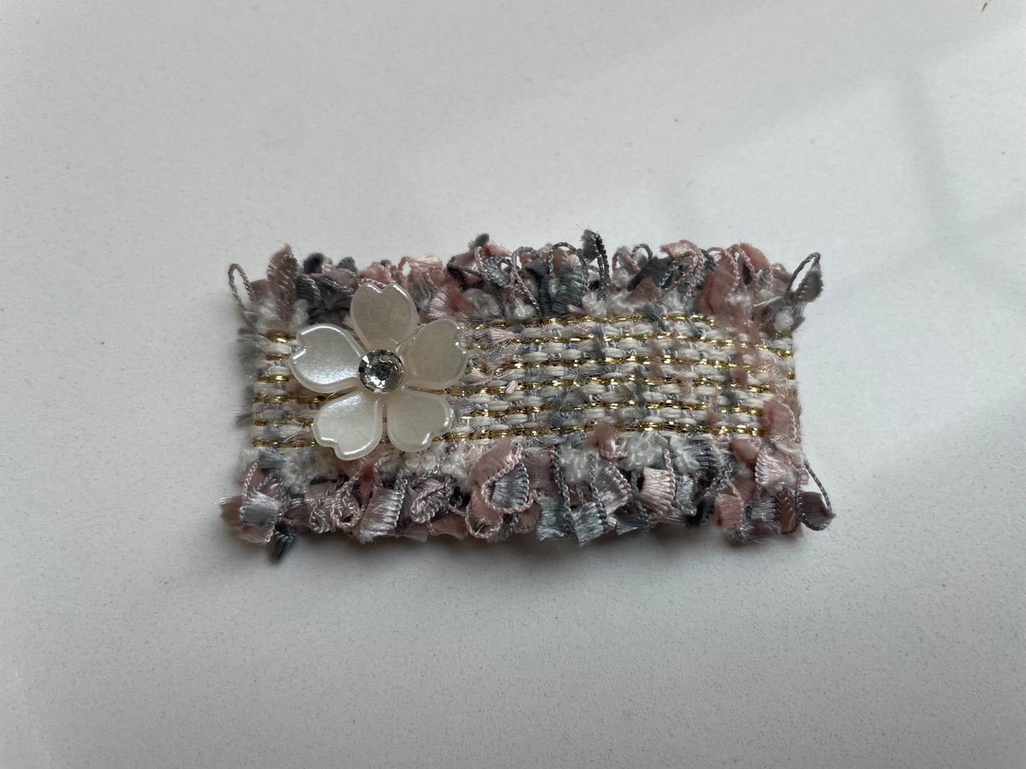 2.36inch(6cm) Handmade Tweed Flower Patch, Chic Boho Elegant Fabric for DIY Crafts & Hair Accessories, Hair Pin, Hair Clip