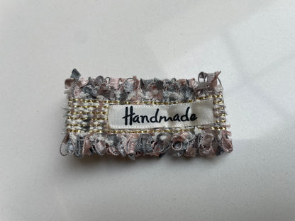 2.36inch(6cm) Handmade Tweed Flower Patch, Chic Boho Elegant Fabric for DIY Crafts & Hair Accessories, Hair Pin, Hair Clip