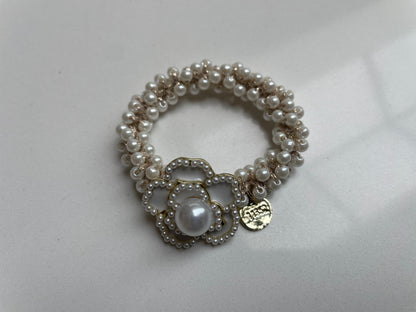 6.5cm - Luxury Pearl Flower Hair Ties, Handmade Beaded Elastic Bands, Elegant Hair Accessories, Bridal Hair Ornaments, Stylish Gifts for Women, Fashion Hair Bands