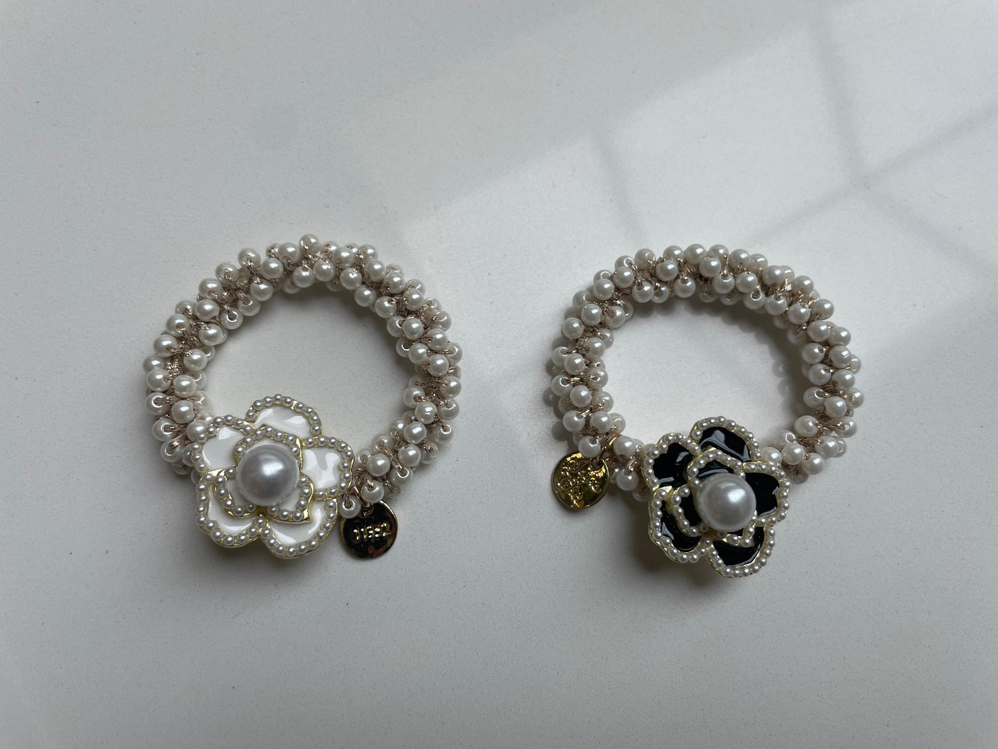 6.5cm - Luxury Pearl Flower Hair Ties, Handmade Beaded Elastic Bands, Elegant Hair Accessories, Bridal Hair Ornaments, Stylish Gifts for Women, Fashion Hair Bands