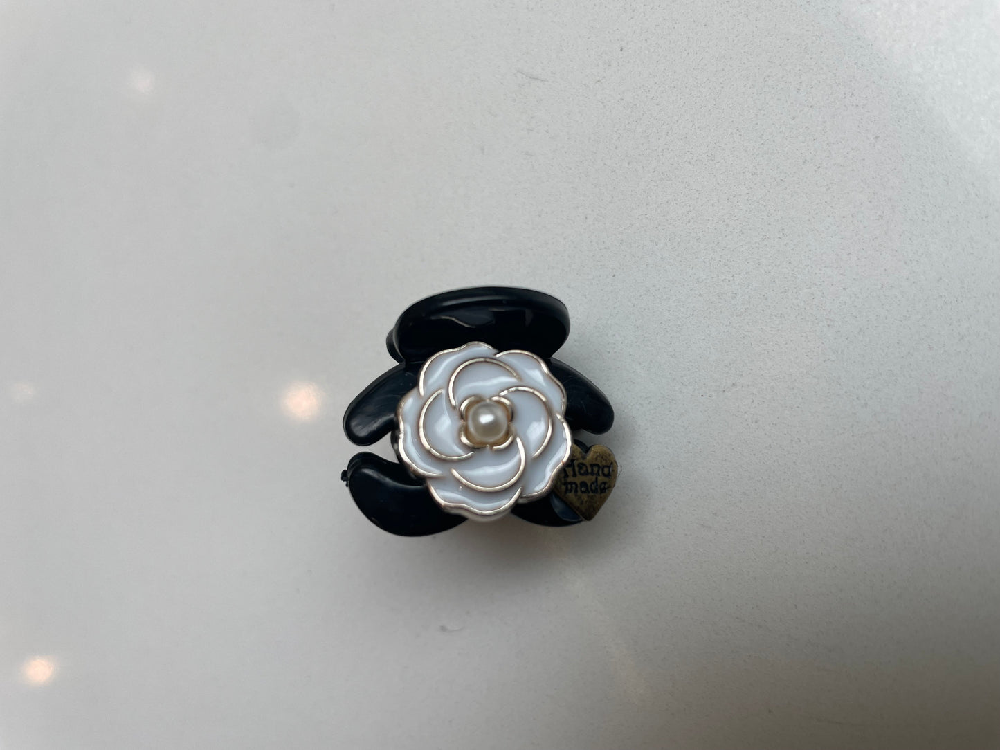 3cm - Elegant Handmade Black Rose Hair Clip, Classic Pearl Accent, Crystal Detail, Stylish Accessory for Women and Girls