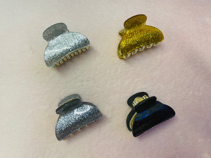 5cm - Glitter Hair Claw Clip, Sparkly Hair Accessory, Small Claw Clips, Women’s Hair Clips, Glittery Gold Clip, Stylish Silver Clip, Handmade Hair Clip