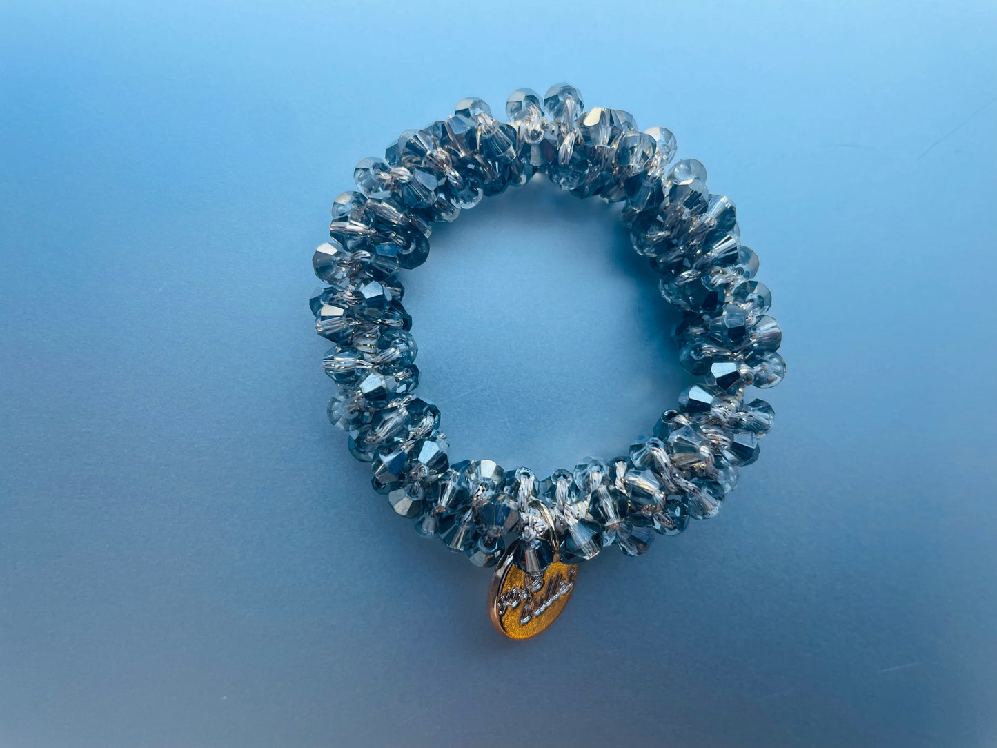 6cm - Crystal Beaded Elastic Bracelet with Charm, Ponytail Hair tie, Handmade Jewelry, Elegant Women’s Accessory, Gold Accented, Perfect for Gifts and Everyday Wear