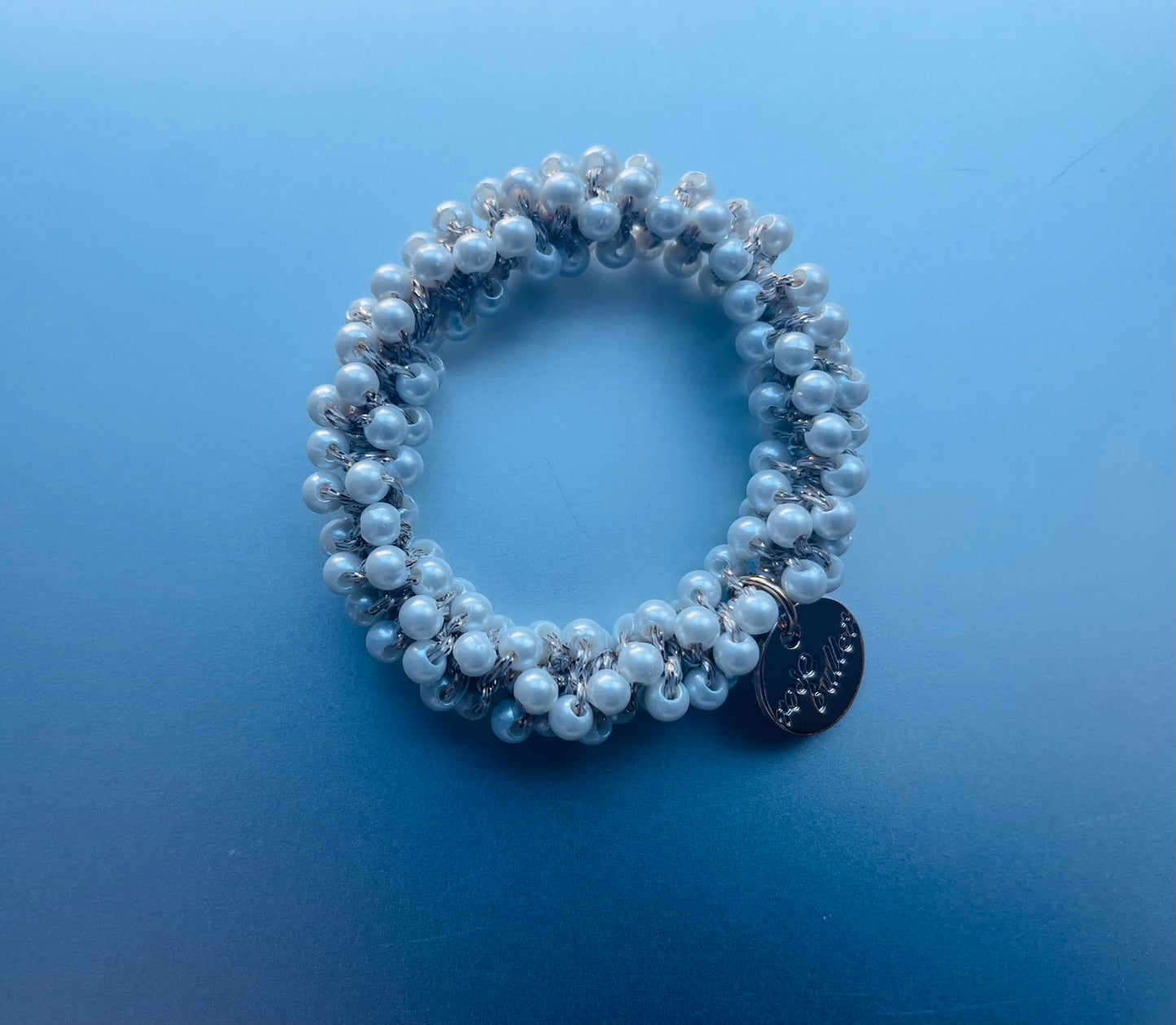 6cm - Crystal Beaded Elastic Bracelet with Charm, Ponytail Hair tie, Handmade Jewelry, Elegant Women’s Accessory, Gold Accented, Perfect for Gifts and Everyday Wear