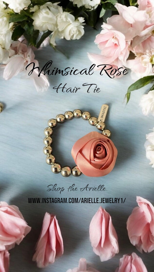 ✨ Rose Ribbon Hair Tie – Elegant & Feminine Handmade Flower Accessory ✨