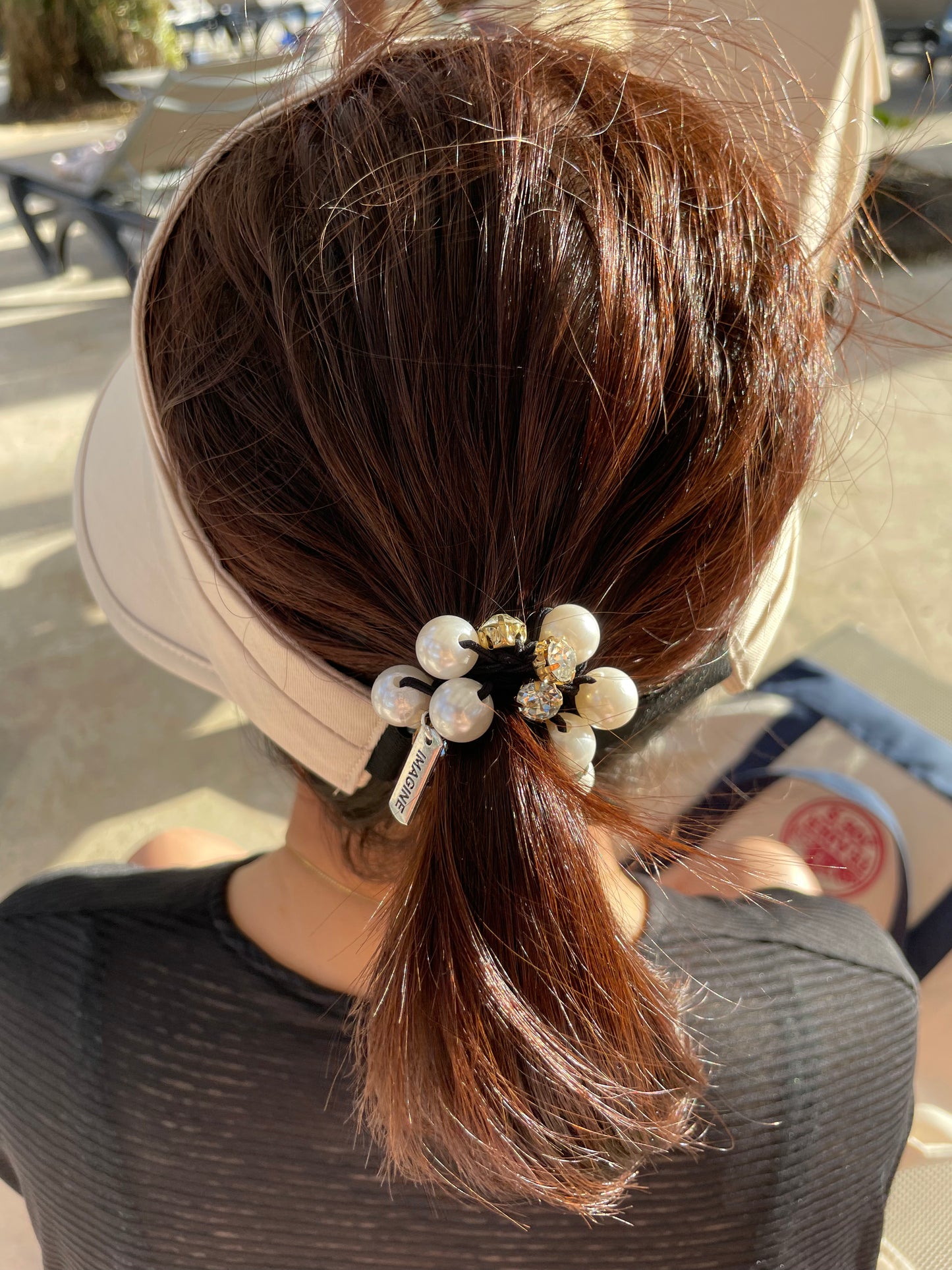 6cm - Elegant Handmade Pearl Hair Tie with Crystal Accents, Stretchy Elastic Hair Accessory, Chic and Stylish Hair Band, Perfect for Any Occasion