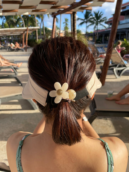 6cm - Handmade Flower Hairtie, Resin Floral Hair Accessory, Elastic Band with Bead, Cute Gift for Girls & Women, Stylish Hairband for Everyday Use