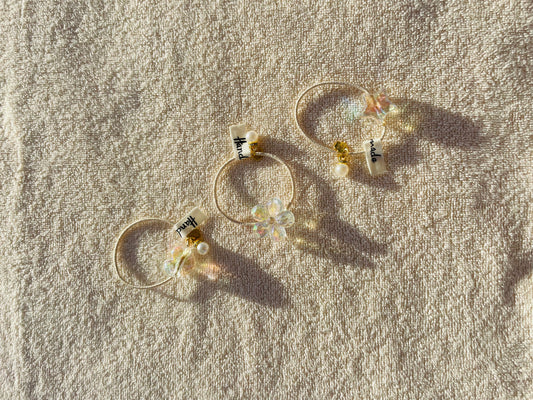 8cm - Handmade Crystal Heart or Star or flower Hair Tie - Elegant Gold and Pearl Accents for Everyday Use