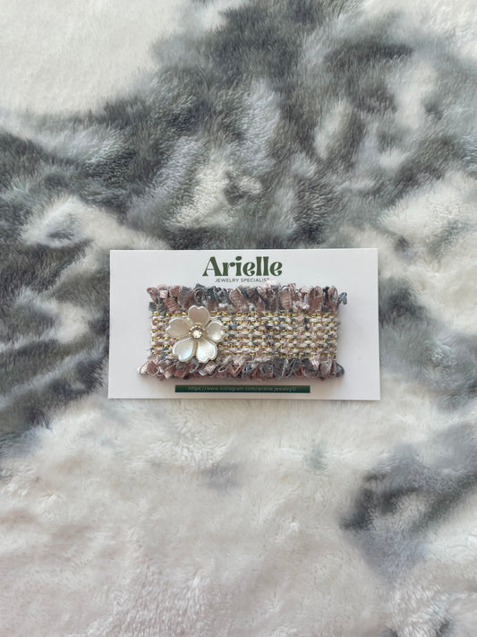 2.36inch(6cm) Handmade Tweed Flower Patch, Chic Boho Elegant Fabric for DIY Crafts & Hair Accessories, Hair Pin, Hair Clip