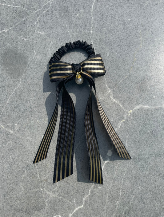 ✨ Elegant Ribbon Hair Tie with Pearl Charm – For Golf &amp; Tennis Style