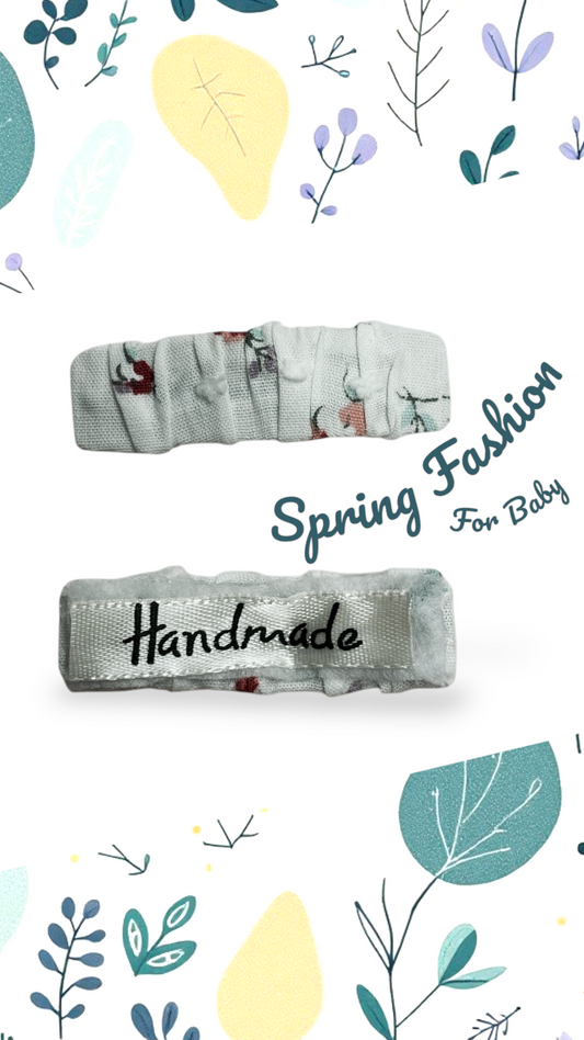 2-Piece Set:  5cm Kids Floral Fabric Hair Clip – Handmade Barrette for Girls