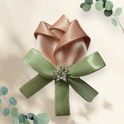 2-Piece Set: Handmade Rose Ribbon Hair Clips – Elegant Floral Barrette for Girls