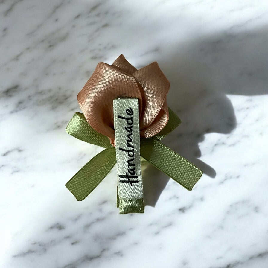 2-Piece Set: Handmade Rose Ribbon Hair Clips – Elegant Floral Barrette for Girls