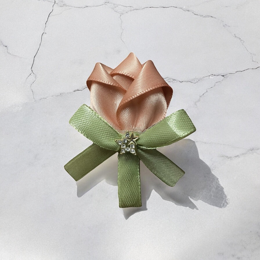 2-Piece Set: Handmade Rose Ribbon Hair Clips – Elegant Floral Barrette for Girls