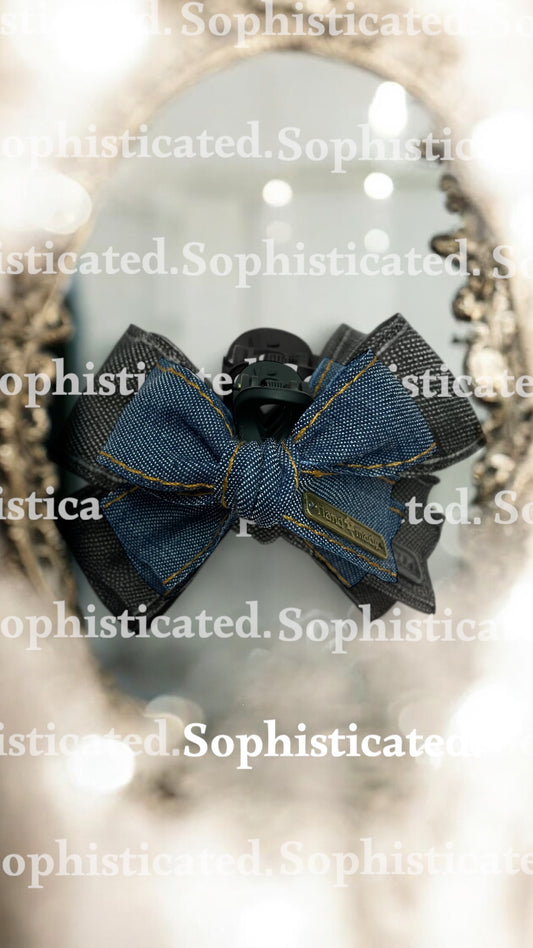 🧵✨ Denim Bow Hair Claw Clip | Handmade Chic Hair Accessory for Everyday & Sports