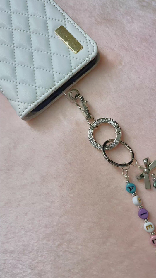✨ Personalized Crystal Phone Charm for Women | Custom Name Luxury Phone Strap | Sparkling Beaded Wristlet 📱💎 / ✨ 커스텀 크리스탈 핸드폰 스트랩 | 이름 각인 럭셔리 폰참 | 핸드메이드 비즈 스트랩 💎📱